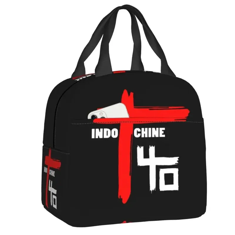 

Indochine Logo Pop Rock Insulated Lunch Bag for Work School Cross Leakproof Thermal Cooler Bento Box Women Kids