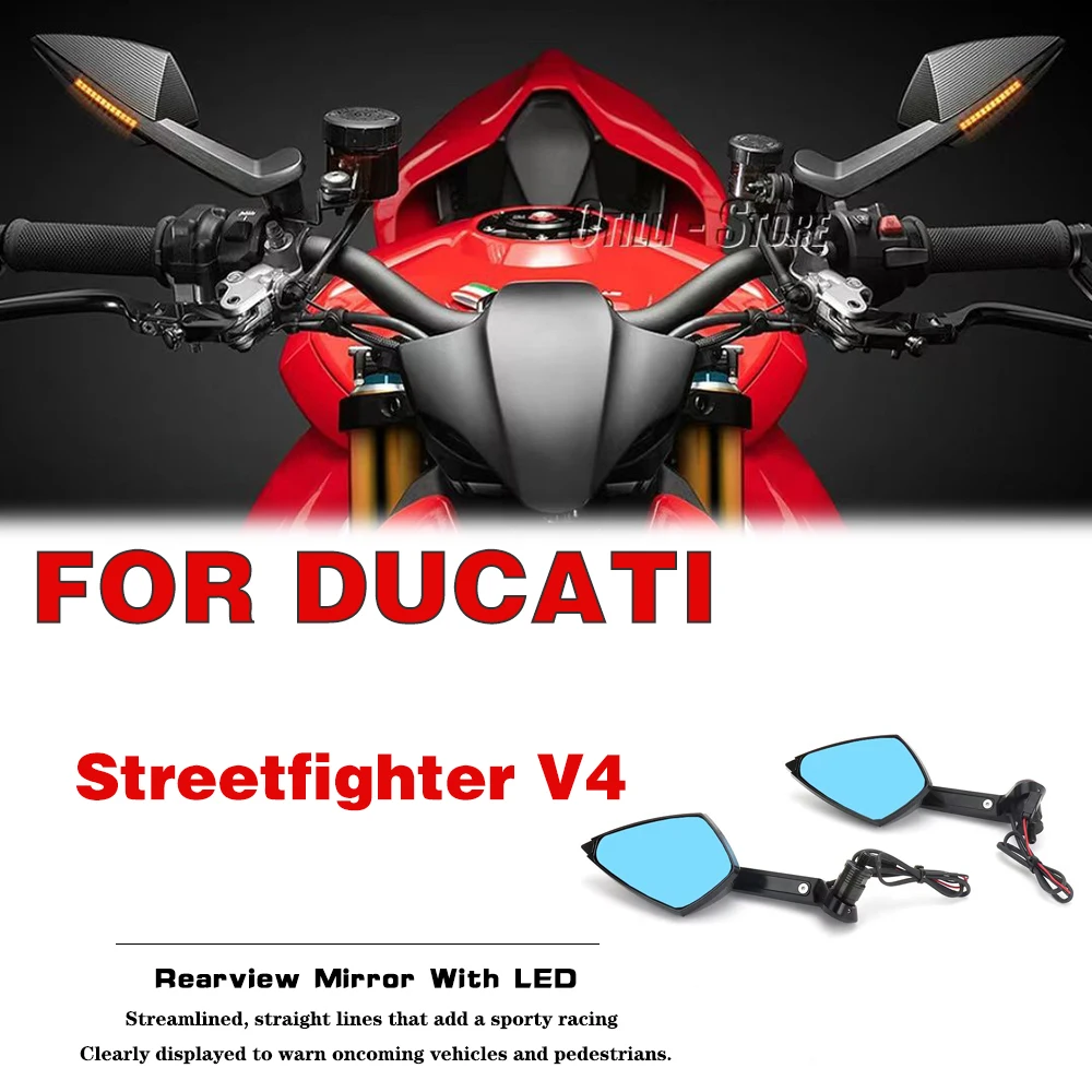 New-Side-Mirrors-With-LED-Turn-Signal-Indicator-Motorcycle-Rearview ...