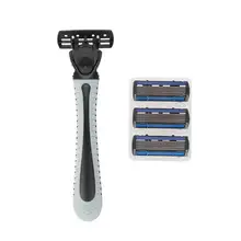 

Men Safety Razor Blade Face Hair Removal 6-layer Classic Stainless Steel Smooth Shaving Manual Shaver with 4 Razor Heads