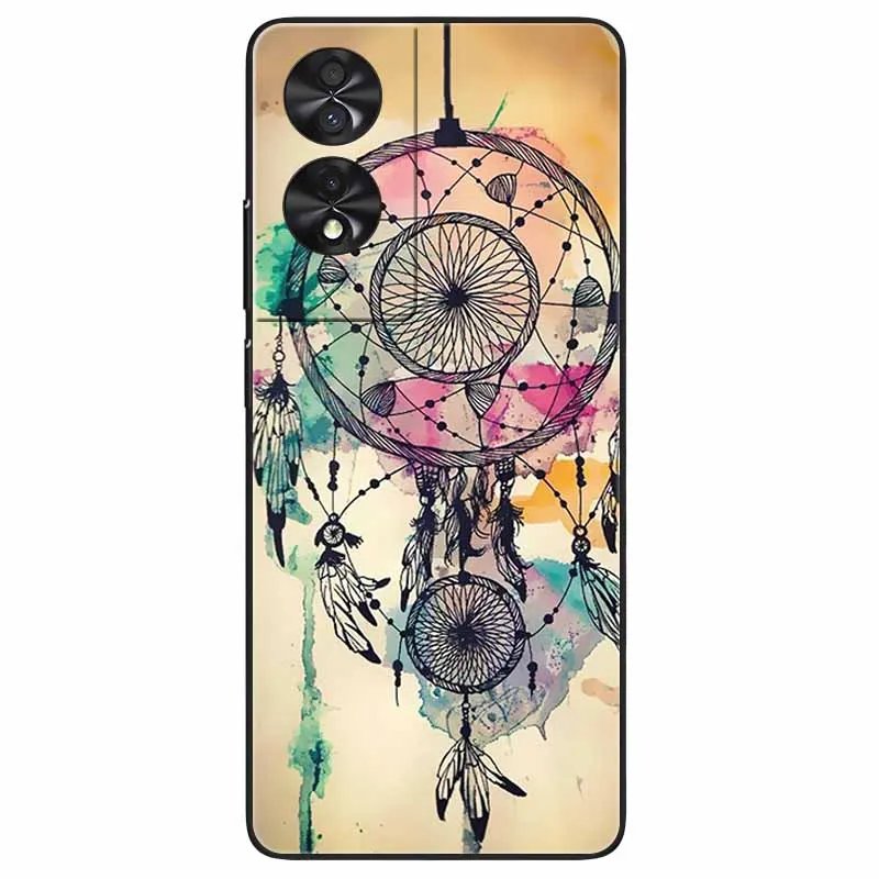 Marble Silicone TPU Phone Case - Soft Black Cover, 6.78''