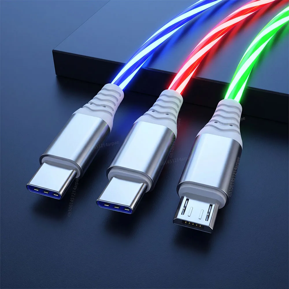Luminous USB Fast Charging LED Cable - 5A Micro Type C