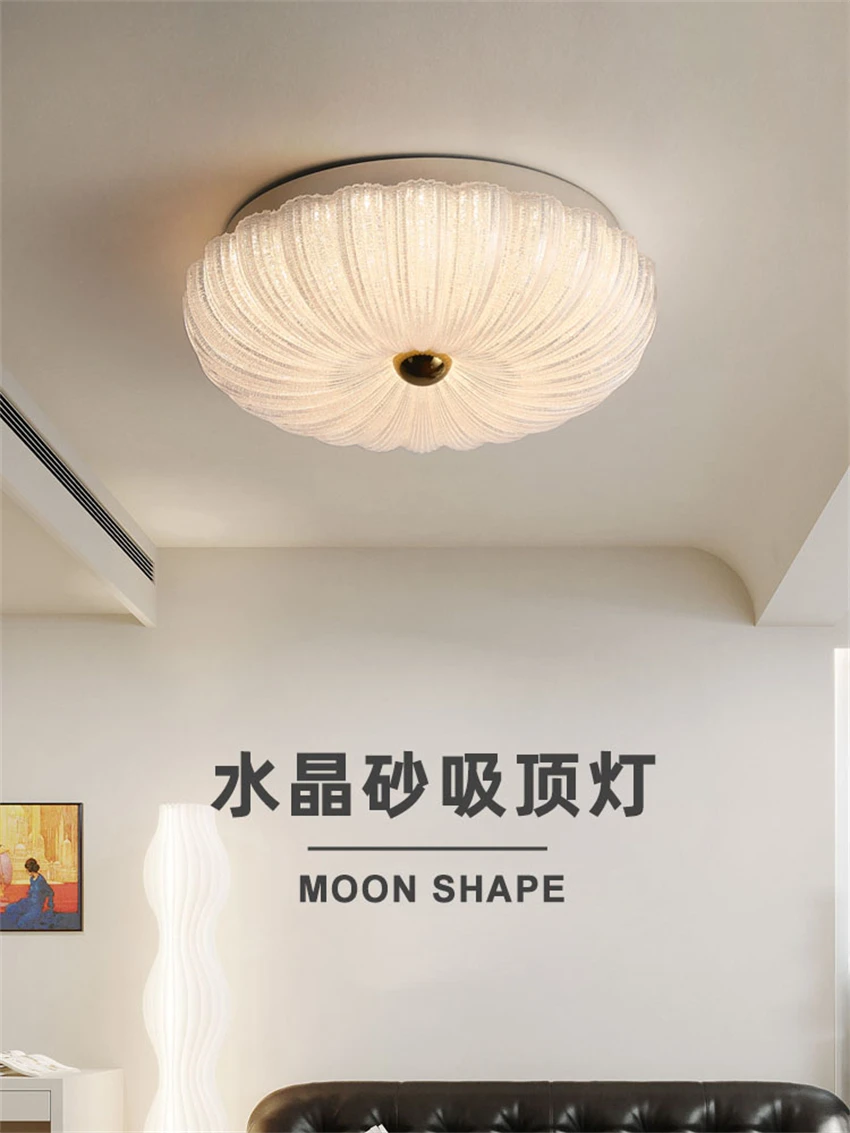 

Modern luxury glass crystal sand shell ceiling lights bedroom Dimming lamp living room study dining room ceiling lamps fixtures