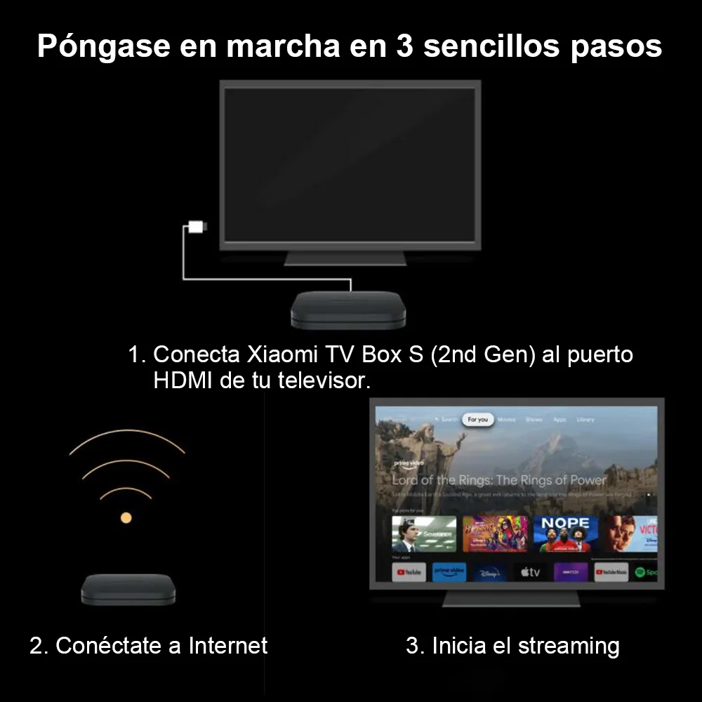 XIAOMI MI TV Box S (2nd Gen) 4K 60FPS Quad-Core 2/8GB Google TV - BT5.2-  Dolby® HDR10+™ à prix pas cher