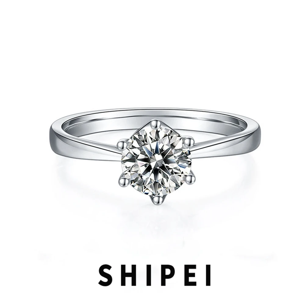 

SHIPEI 6.5MM D Moissanite Diamond Gemstone Women Ring Fine Jewelry Wedding Engagement Classic 100% 925 Sterling Silver Wholesale