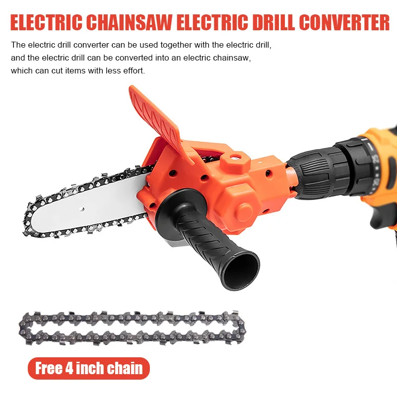 

Electric Chainsaw Electric Drill Converter Woodworking Saw Pruning Portable Chainsaw Saw WIth 4 inch Chain