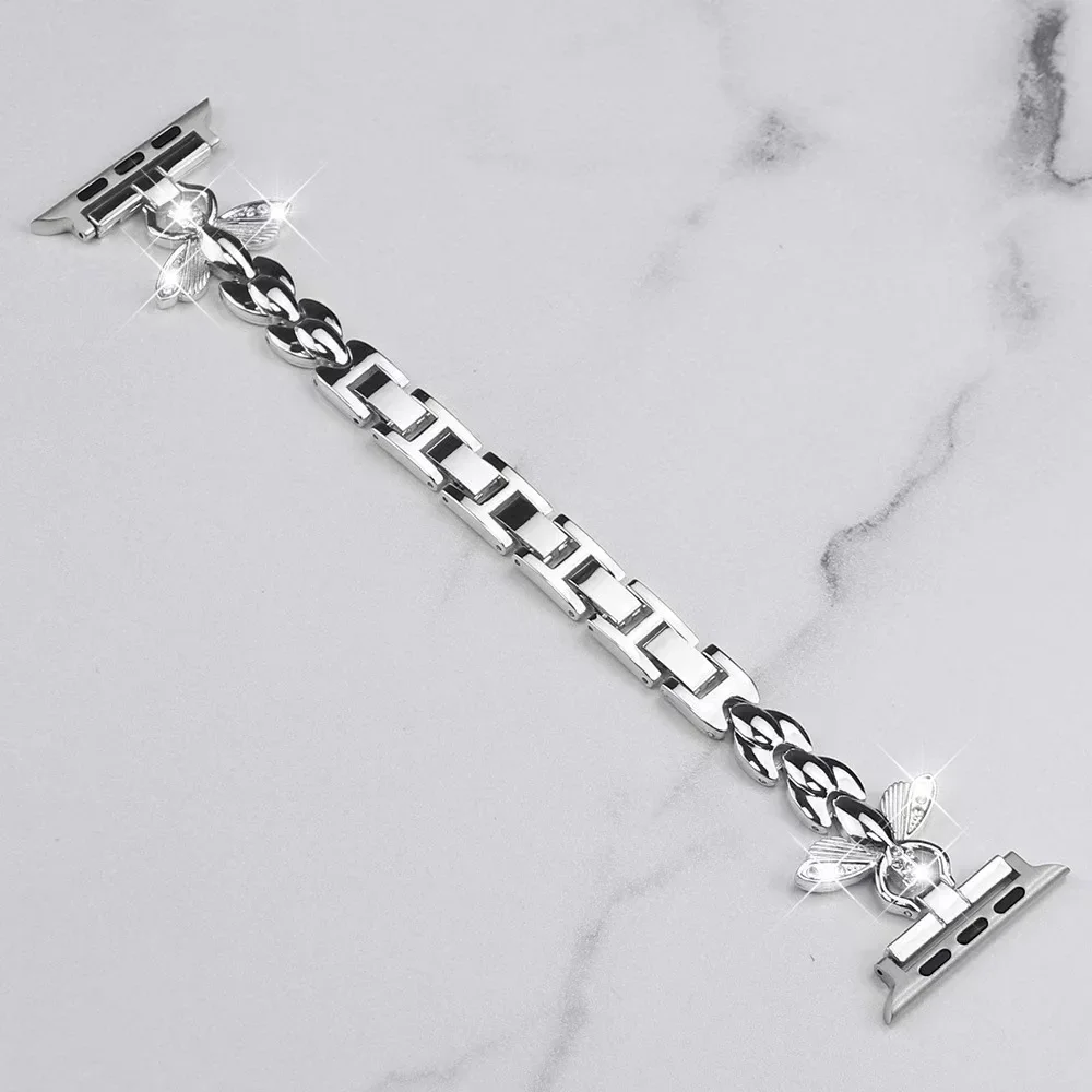 Metal Strap for Apple Watch 9 8 7 45mm 41mm Ultra2 49mm Small Bee Carved Bracelet Wristband iWatch 6 5 4 SE 44mm 42mm 40mm Belt
