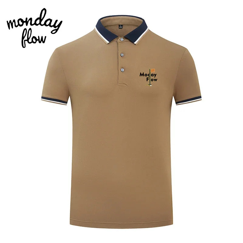 Monday Flow 여름 코튼 골프웨어, 통기성 빠른 건조, 반팔 골프 의류, 탑 티셔츠, 폴로 셔츠