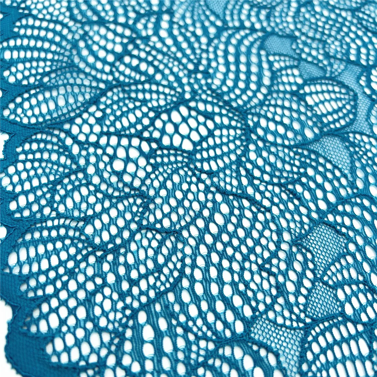 3y/lot Width 22cm Teal Blue Elastic Stretch Lace Trim 4