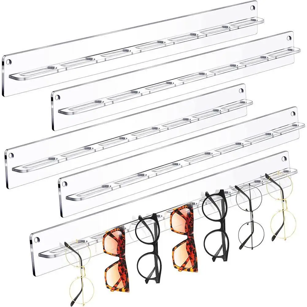 Acrylic Eyeglasses Holder Wall Mounted Sunglasses Organizer Storage Eyewear Display Hanger Rack Jewelry Shelf