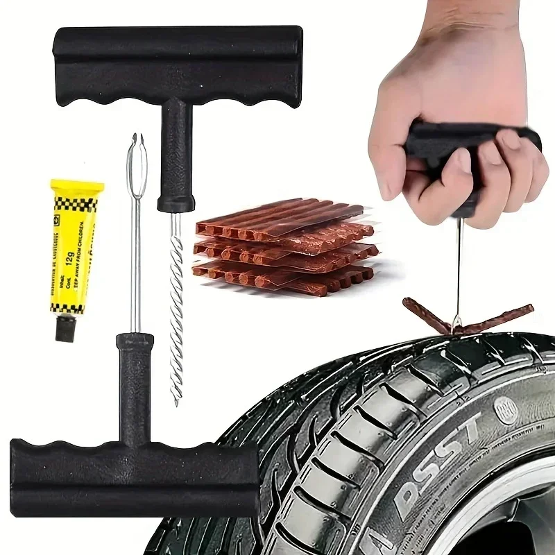 Car Tire Repair Tools Kit Rubber Strips Tubeless Tyre Puncture Studding Plug Set Truck Motorcycle Auto Accessories tire repair kit