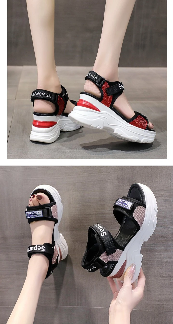 Neue Sommer Damen Sandalen Plattform Keil Heels Schuhe Casual Strand Erhöhung Hang mit frauen Sport High Heels Sandalen Mädchen – Detail 6