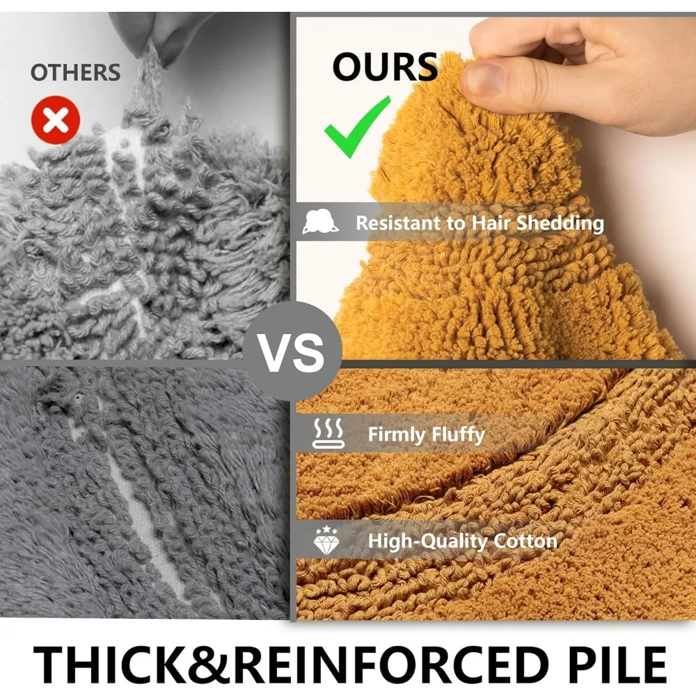 Half Circle Boho Bathroom Rugs with Tassels 100% Cotton Hand-Woven Bath Rugs Non Slip Absorbent Crochet Rugs Machine Washable Bo