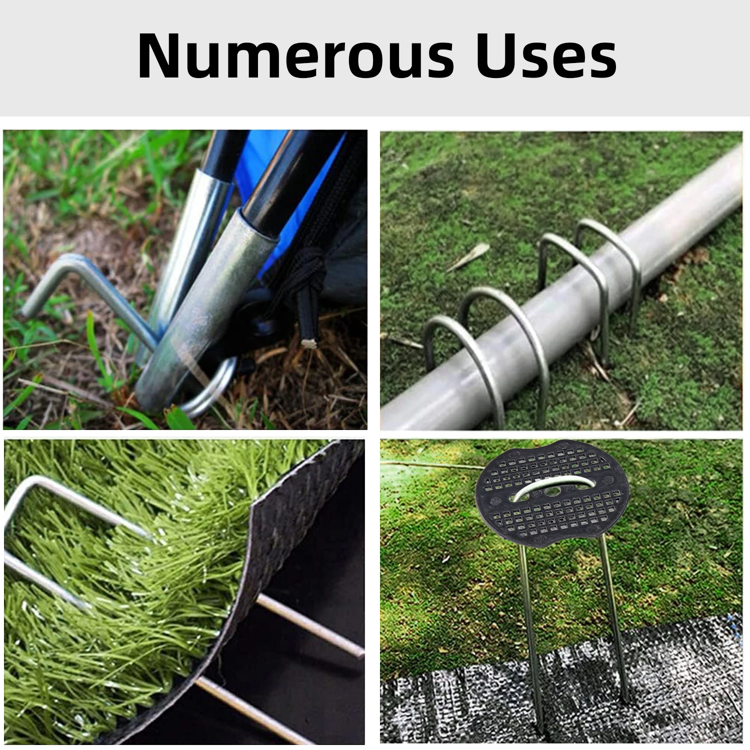50Pcs Landscape Staples+50Pcs Gasket U-Shaped Garden Pins Garden Stakes Staples Heavy Duty Yard Ground Pin For Weed Barrier