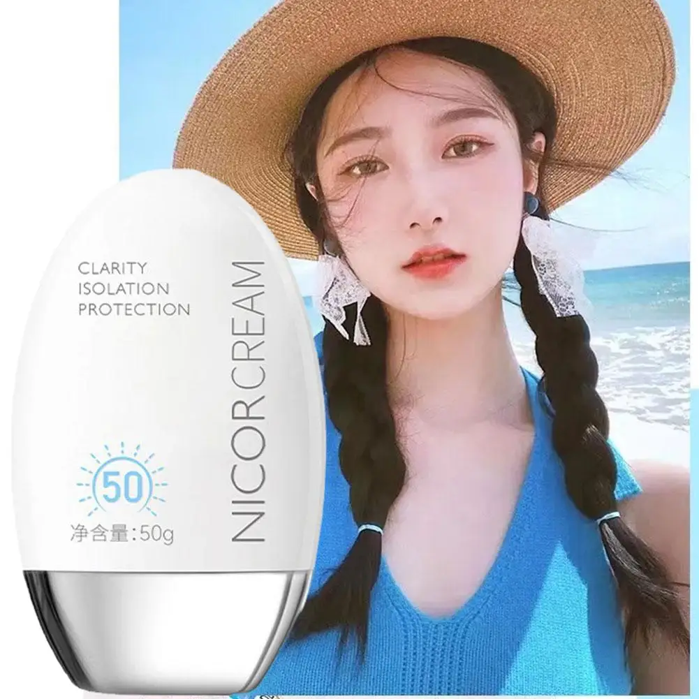 50g Facial and Body Isolation Sunscreen SPF 50+ UV Protection Cream for Moisturizing Brightening Skin Tone and Skincare