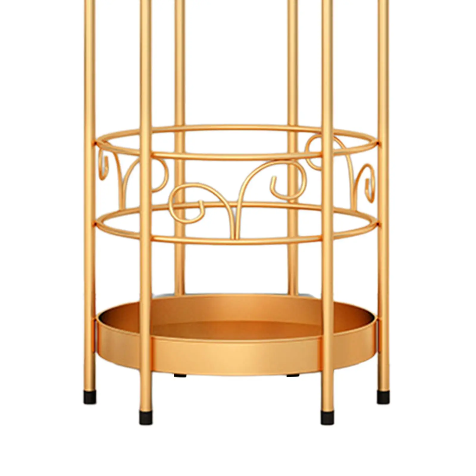Round Umbrella Stand Rack Standing Umbrella Holder with Drip Tray and 3 Hooks 25x60cm Storage Decor for Bars Entry