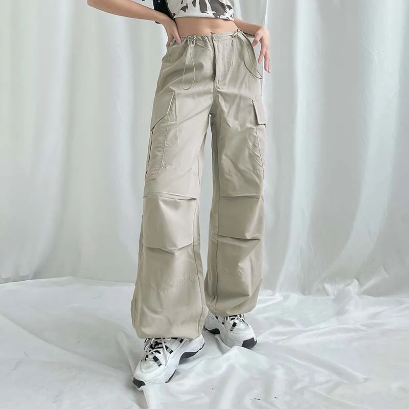

Autumn Women's Cargo Pants Solid Color Breathable Slimming Casual Street Trousers Summer Spring Pants Grey Spring Fashion