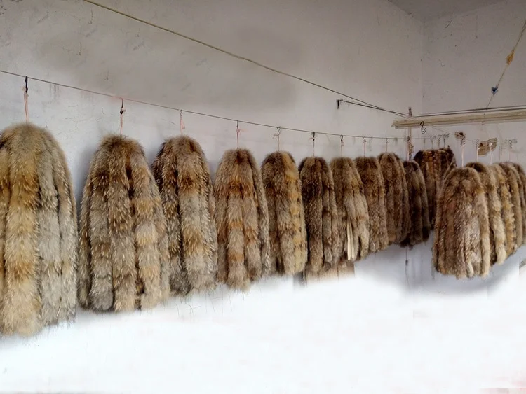 100% Vera Pelliccia Collare Di Lusso Caldo Procione Naturale Sciarpa - Foto 5