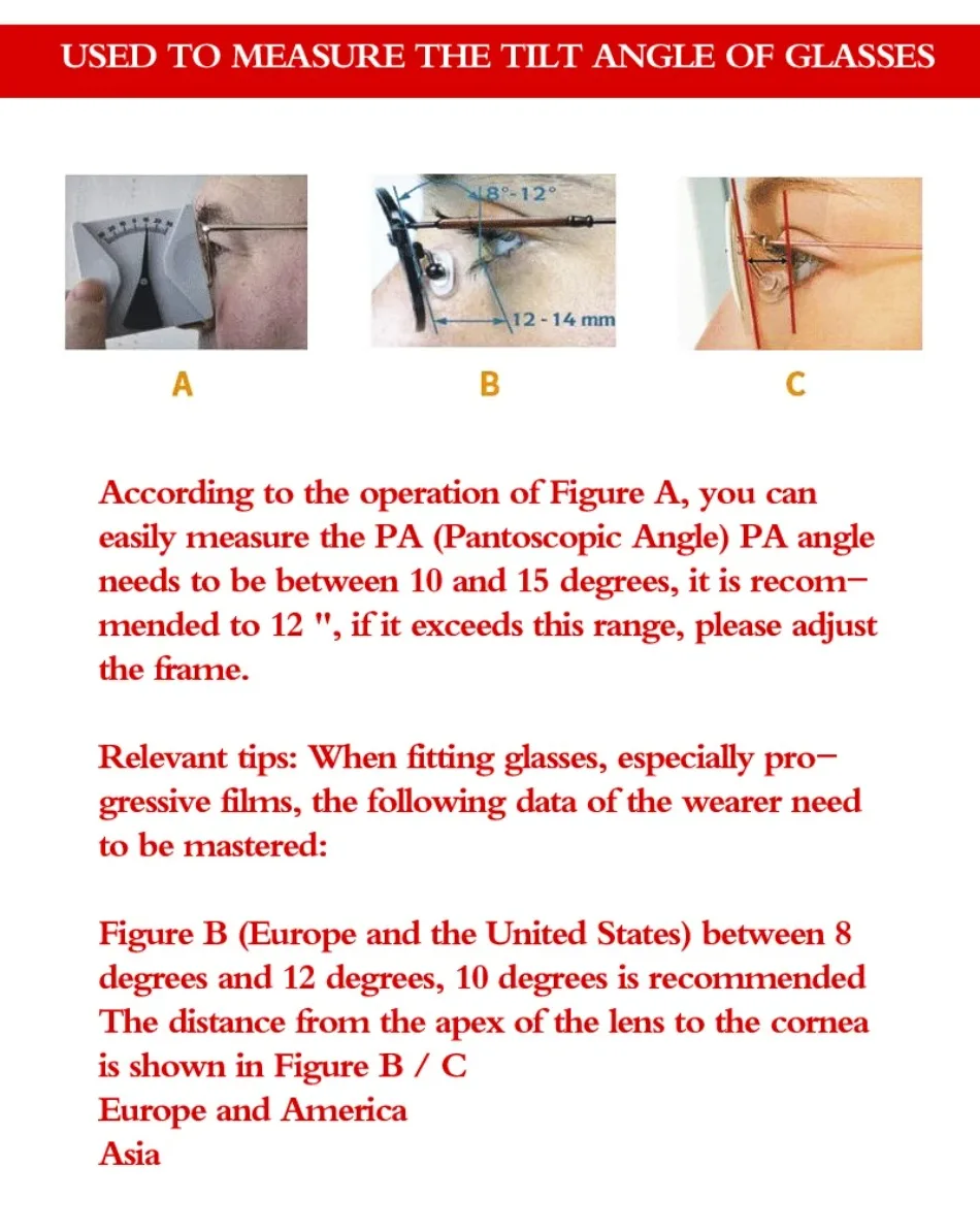 New Glasses Professional Measuring Tool Eye Angle Ruler Inclinometer Optical Measuring Instrument Protractor