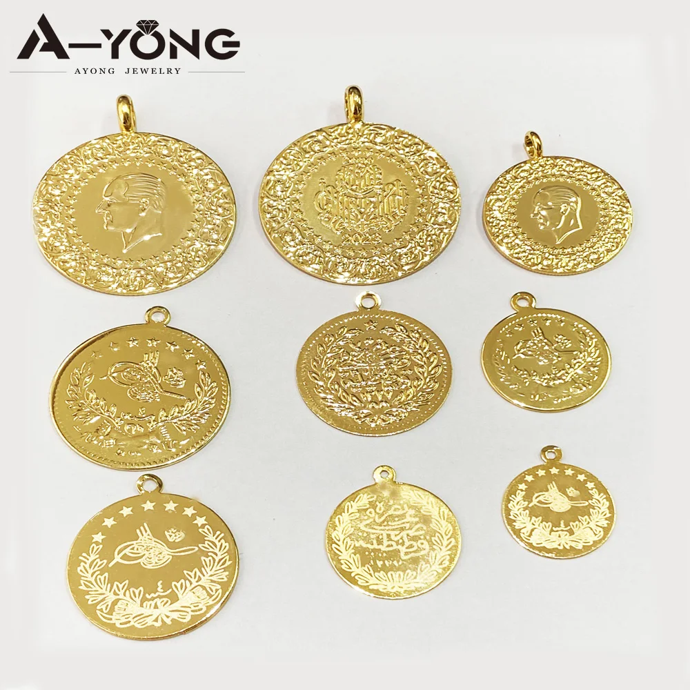 18k Gold Price Gold Lira Necklace 10pcs Gold Plated Coins