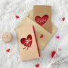 Vintage Kraft Paper Valentine's Day Greeting Card with Envelope Cutout Love Heart Rose Mother's Day Thank you Card Blessing Gift 3