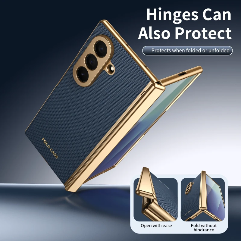 Luxury Electroplated Frame Leather Case with Screen Protector and Hinge Protection