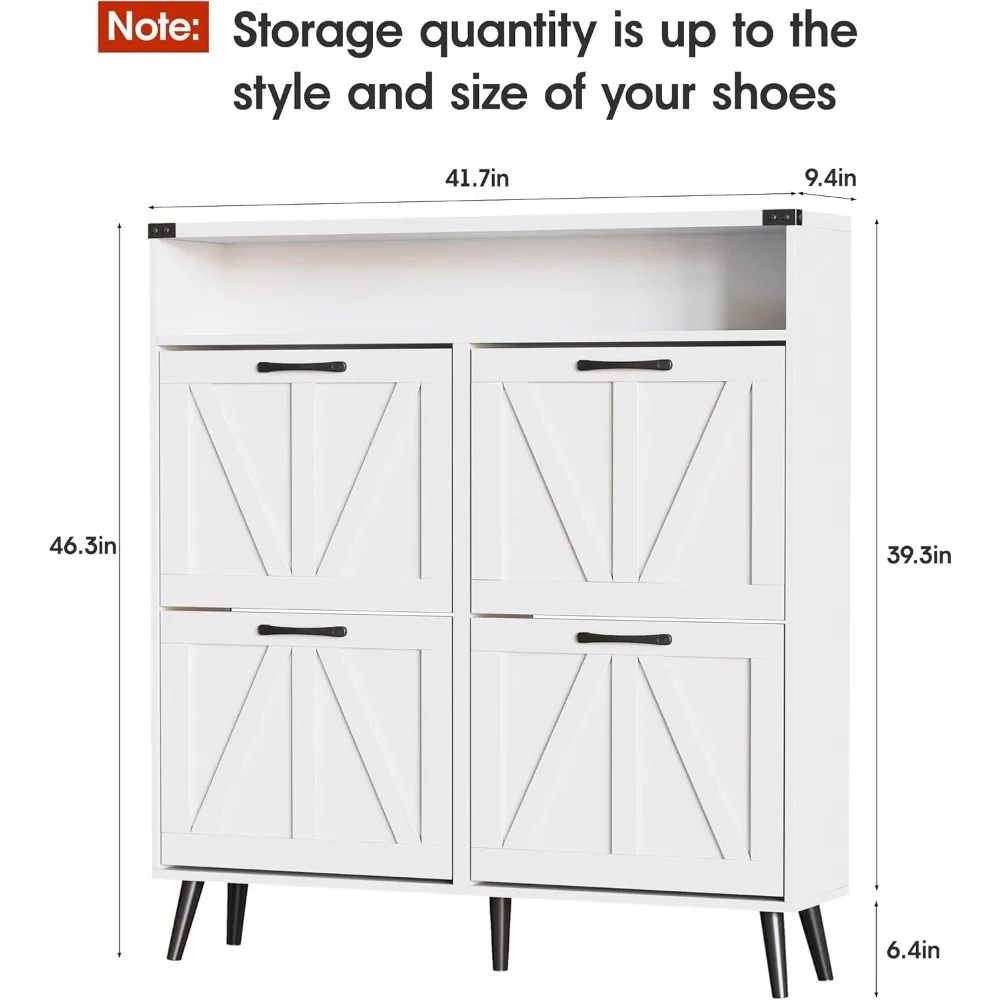 Shoe Cabinet with 4 Flip Drawers for Entryway Freestanding Shoe Organizer