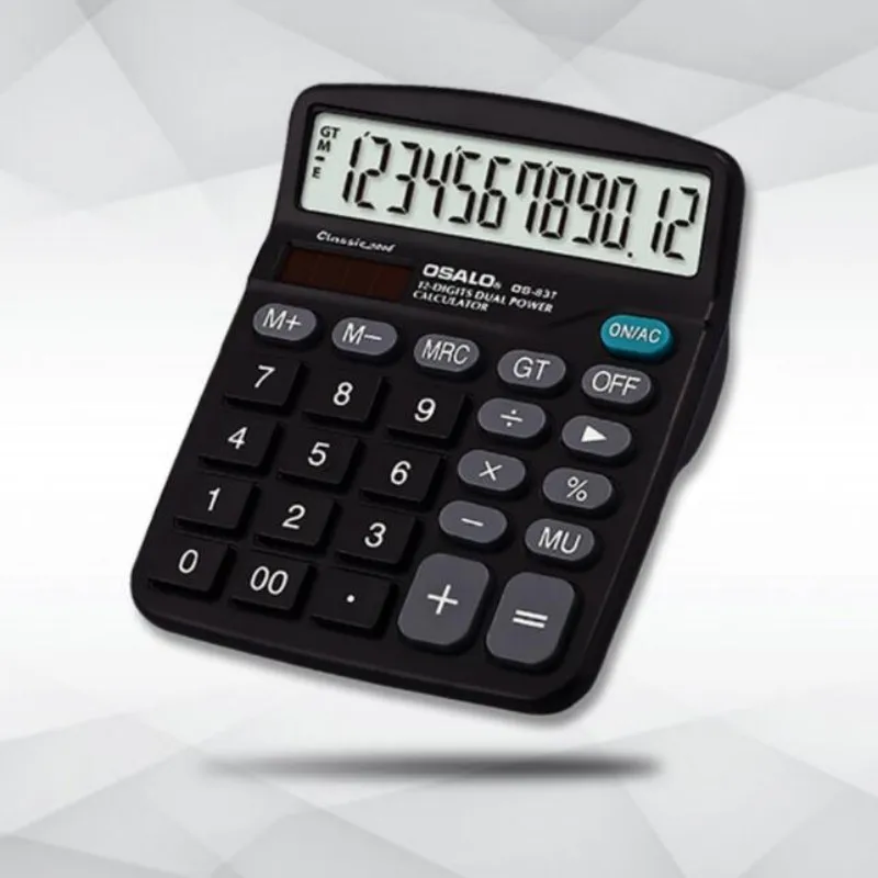 

New 837 High Quality Calculators Solar Double Power Environmental Protection ABS Plastic 12-bit Display Calculator Black