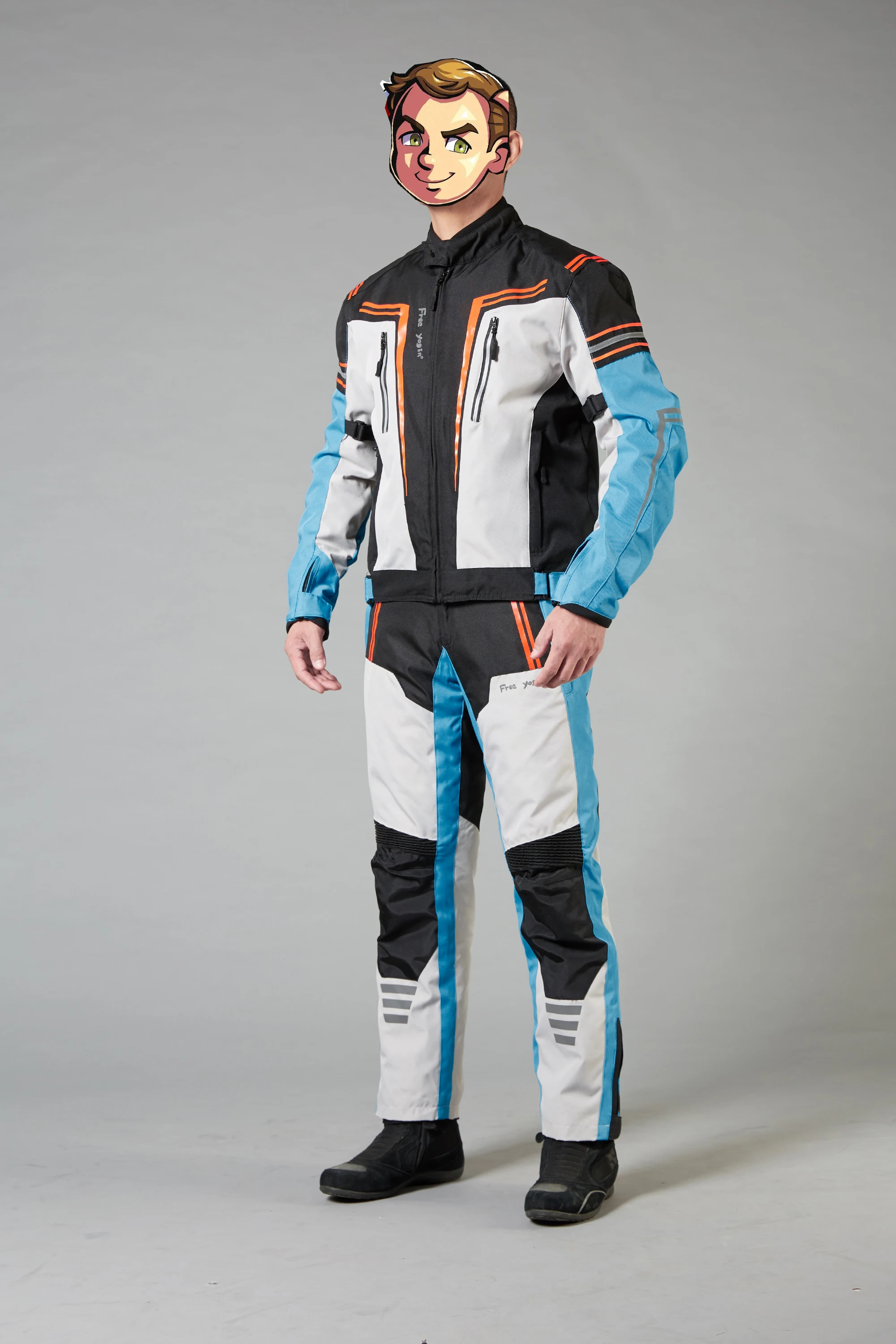 Four-season motorcycle riding racing jacket suit wind, cold, warm, fall-proof motorcycle rider pulling suit with protective gear