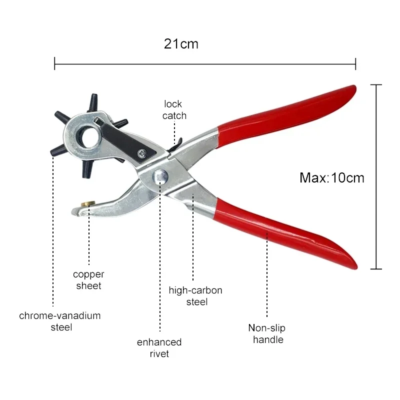 Leather Hole Puncher Eyelet Installation Punch Tool Leather Belt Hole Punch Plier Sewing Machine Bag Setter Tool Watchband Strap Household Leathercraft