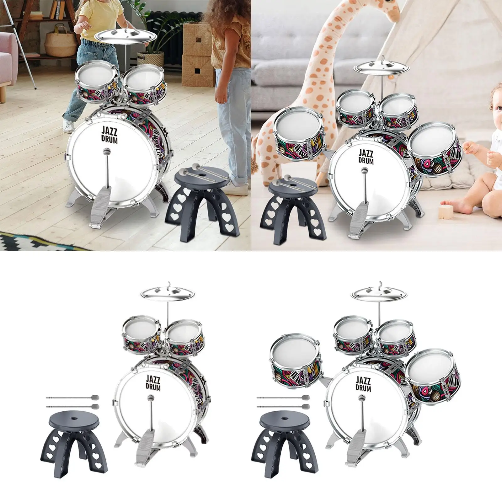 Beginners Kids Drum Set Development Toy for Boys Girls Kindergarten Concert