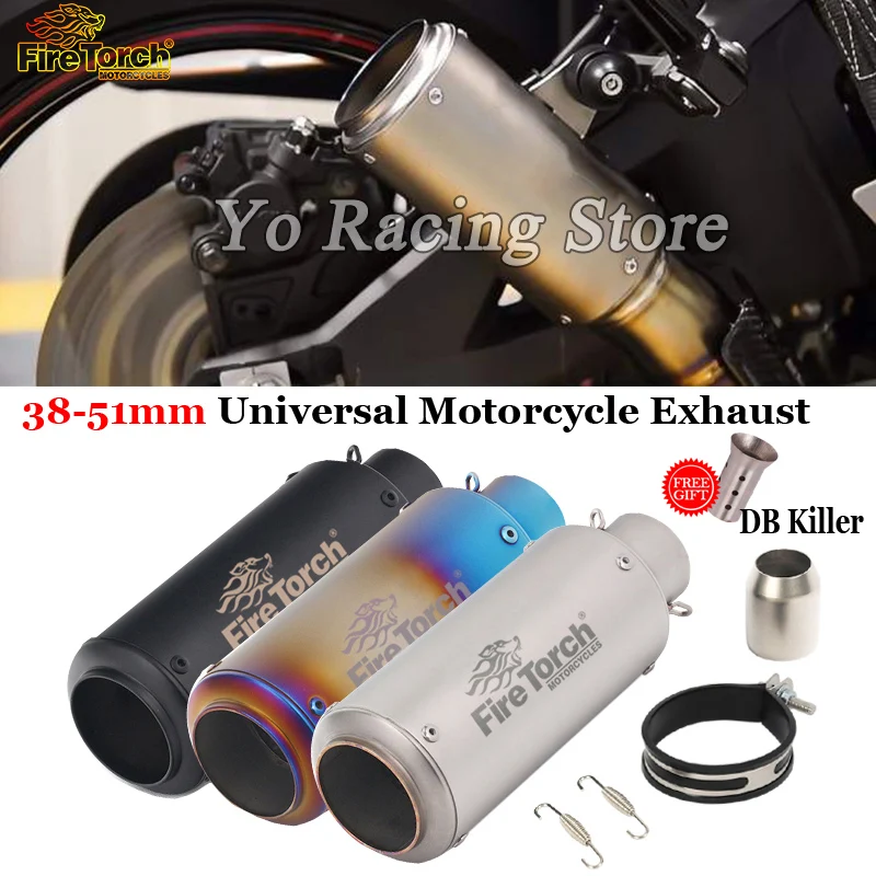 

51mm Universal Carbon Fiber Motorcycle GP Exhaust Pipe Escape Moto With DB Killer For Kawasaki Z1000 Z900 S1000rr R6 CBR1000RR
