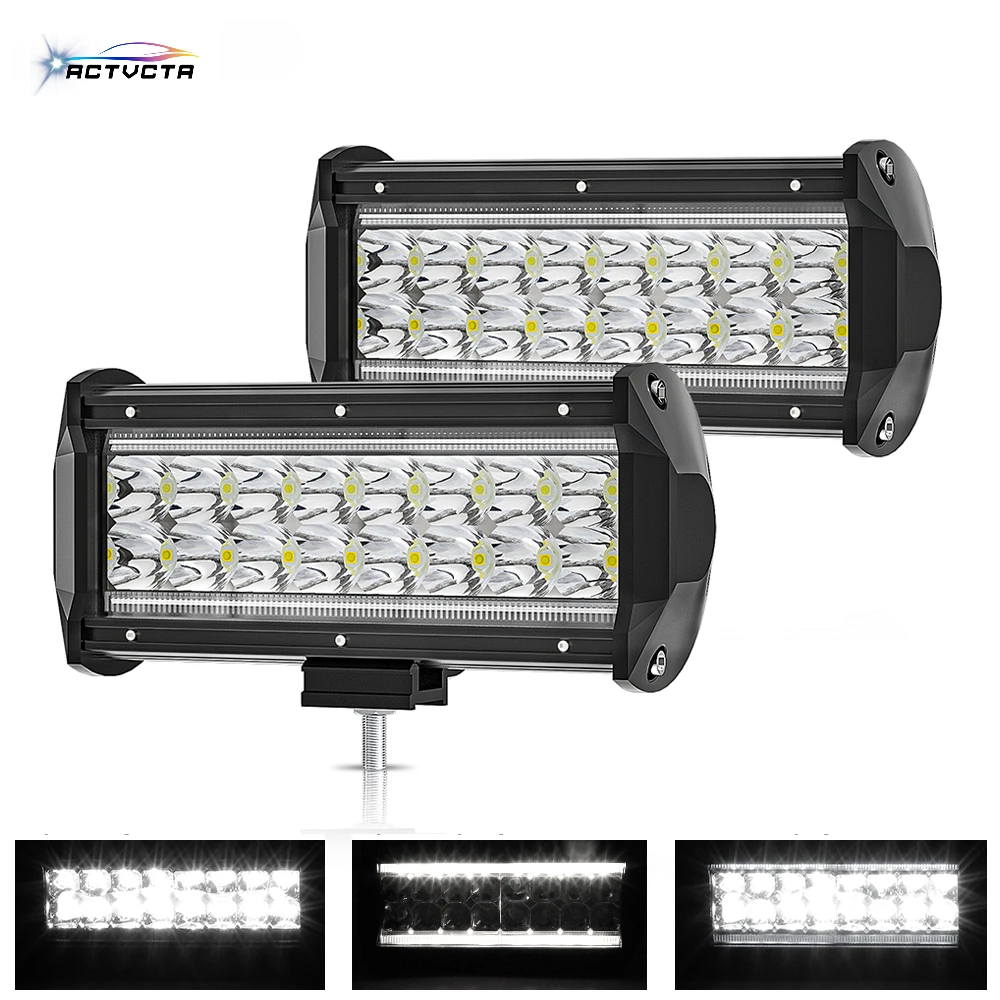 

ACTVTCA 7Inch 4x4 Off Road LED Light Bar 12V 250W Fog Running Led Work Light 3 Modes Memory Function for Tractor Jeep