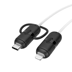 Universal Cable Protector Sleeve - Durable USB Data Line Sleeve for Charger Head and Cable Protection (Black - For iPhone)