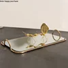 Metal Glass Mirror Storage Tray Gold Oval Dotted Fruit Plate Small Items Jewelry Display Tray Mirror 45*30cm/35*20cm 1