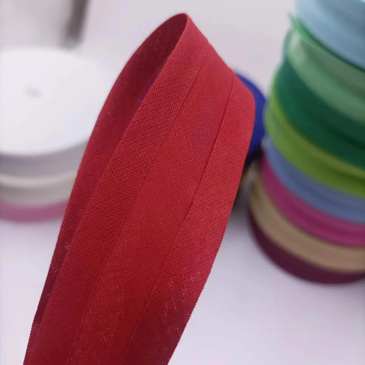 Cotton Bias Tape 25mm (1") Extra Width 12 Meters Backside Ironed Single Folded For Garment Craft Sewing Accessories Diy