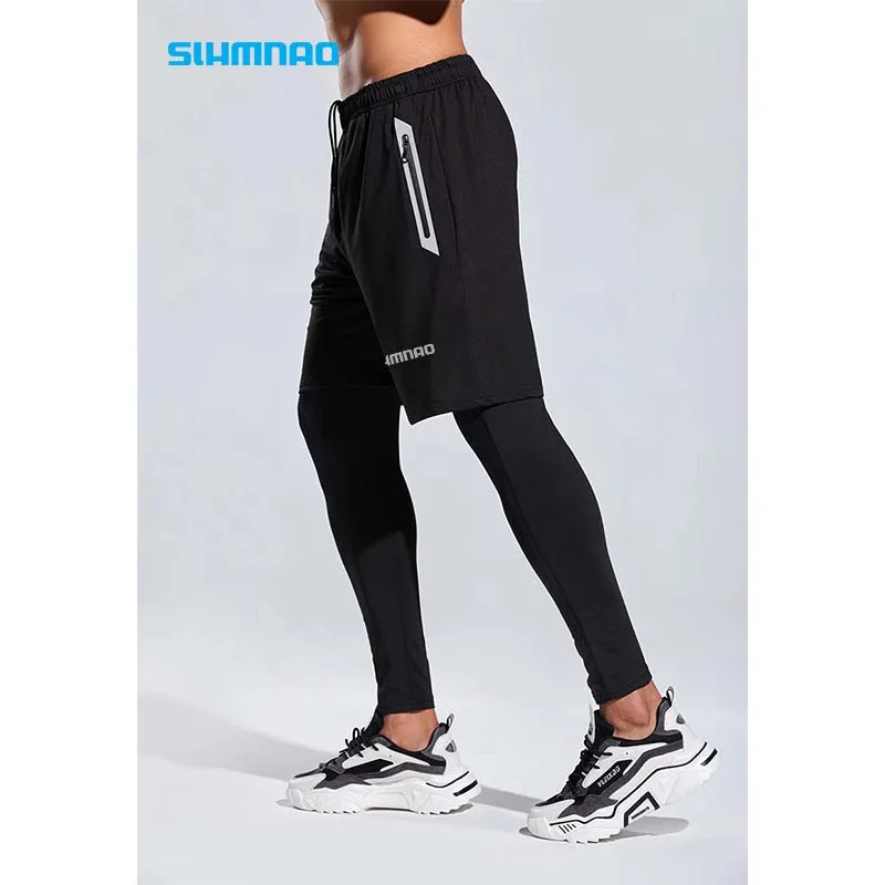 Summer Tight Sports Pants Fake Two Piece Men's Training and Fitness Pants Elastic Quick Drying Summer Running