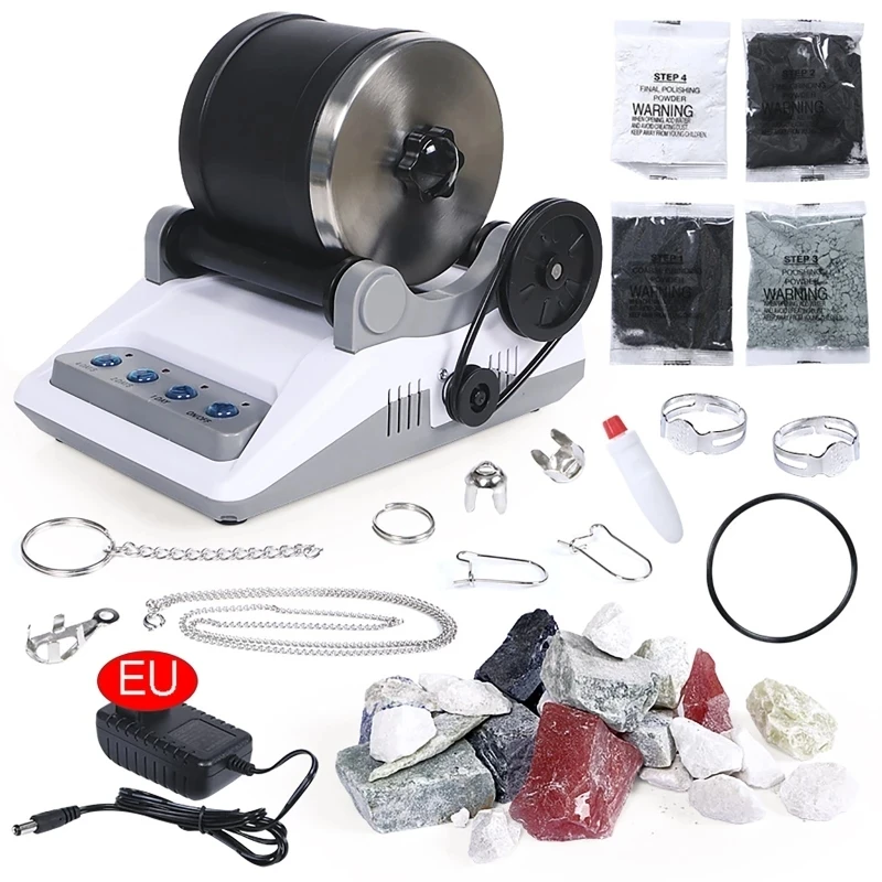 220V 락 텀블러 키트, DIY 전기 락 텀블러 장난감, 거친 보석 연마 그릿, 성인 키즈 연마 기계