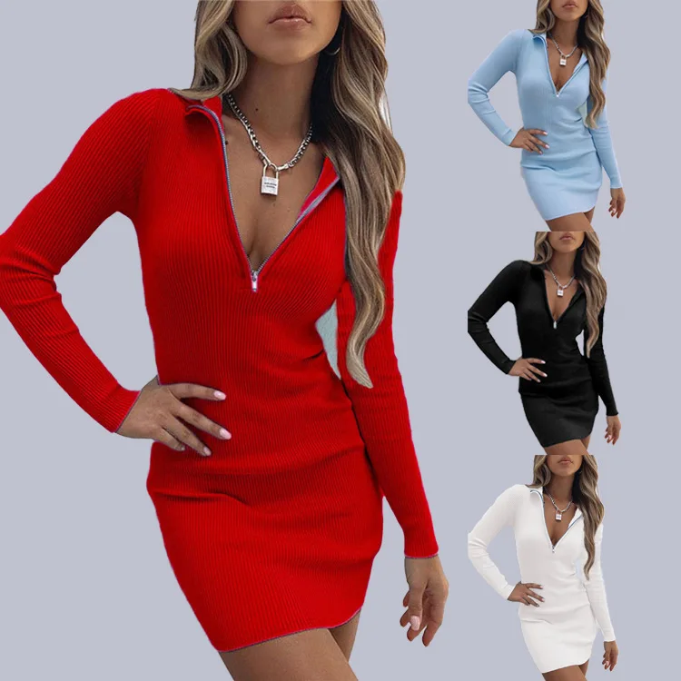 Fashion Lapel Solid Color Zipper 