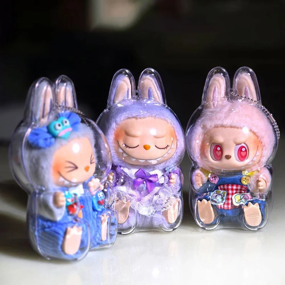 2025 Labubu Clear Macaron Dust Case – Popmart Bubble Mart Elf Doll Cover & Storage Box, Perfect Christmas & New Year Gift 6