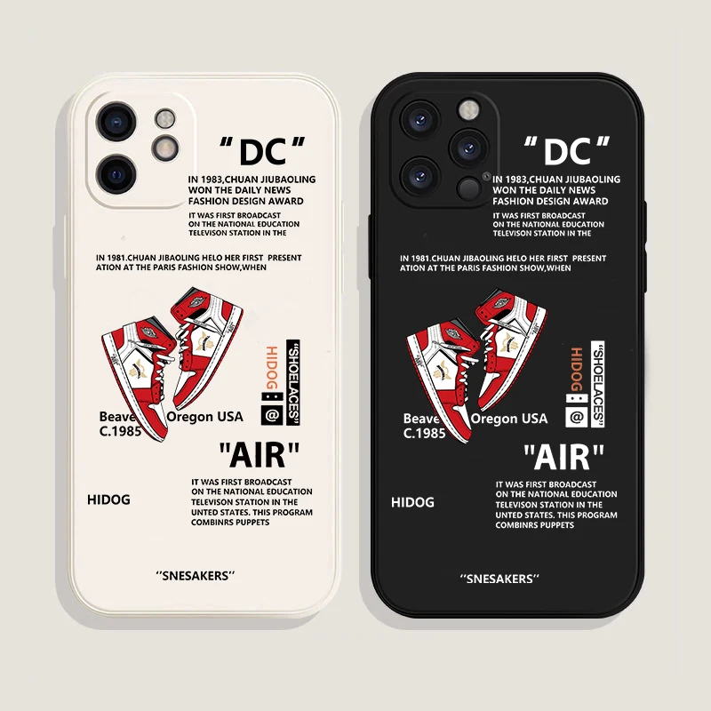 Hot Sneakers Off Air Sports Shoes Custodia Per Telefono Di Marca Per Iphone11 13Pro Max 12 Mini 14 Xs Xr 7 8Plus Cover Posteriore Con Etichetta A Lett
