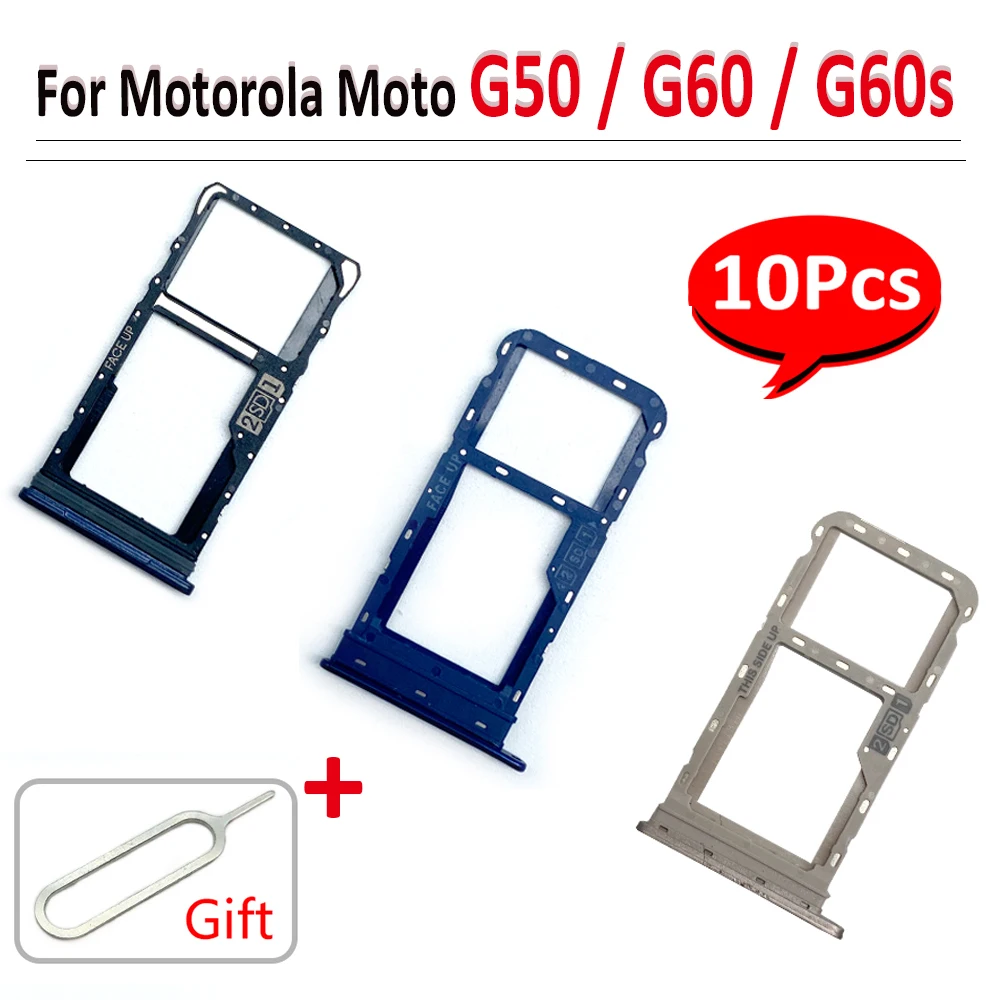 

10Pcs，NEW SIM Card Tray Slot Chip drawer Holder Adapter Accessories For Motorola Moto G50 G60 G60S Replacement Repair Part