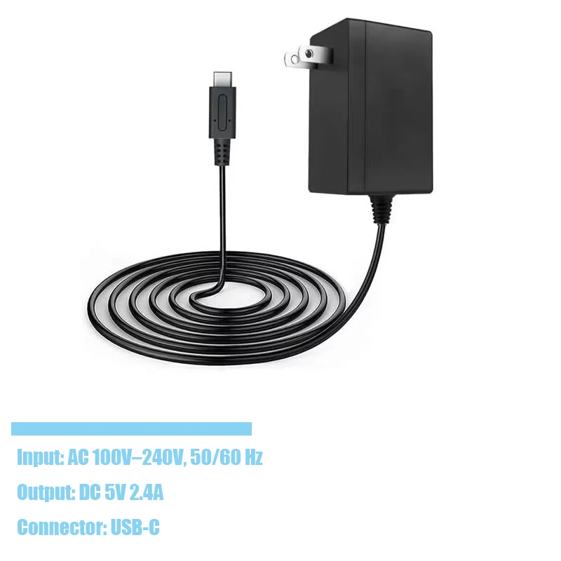 Universal 5V 2.4A USB-C Power Adapter with EU/US Plug