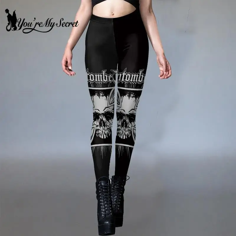 

[You're My Secret] Gothic Leggings for Women Ouija Workout Pants Dark Grunge Skull Leggings Sexy Black Leggings Female Pants