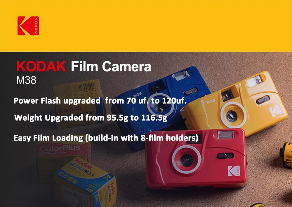 KODAK M35/ M38Film Camera 35MM Retro Manual Film Camera Non-Disposable Film Film Machine with Flash Function Repeatability