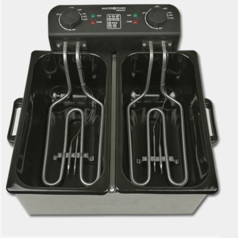 Electric Chips Fryer Electric Fryer Smokeless Commercial Double Cylinder French fries machine constant temperature fryer 4