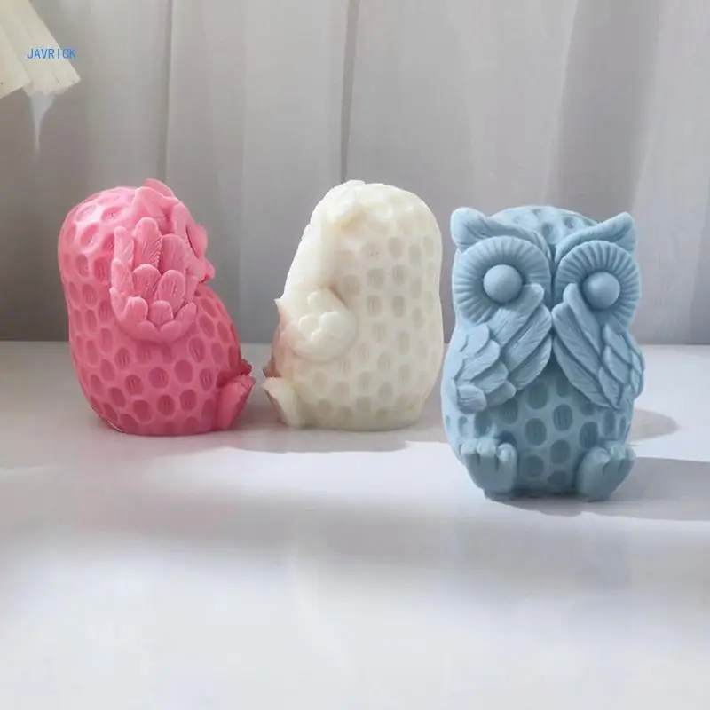 

3D Silicone Candle Mold Owl Candle Resin Molds Handmade Soap Mold Home Decorating Ornaments Baking Mold DIY