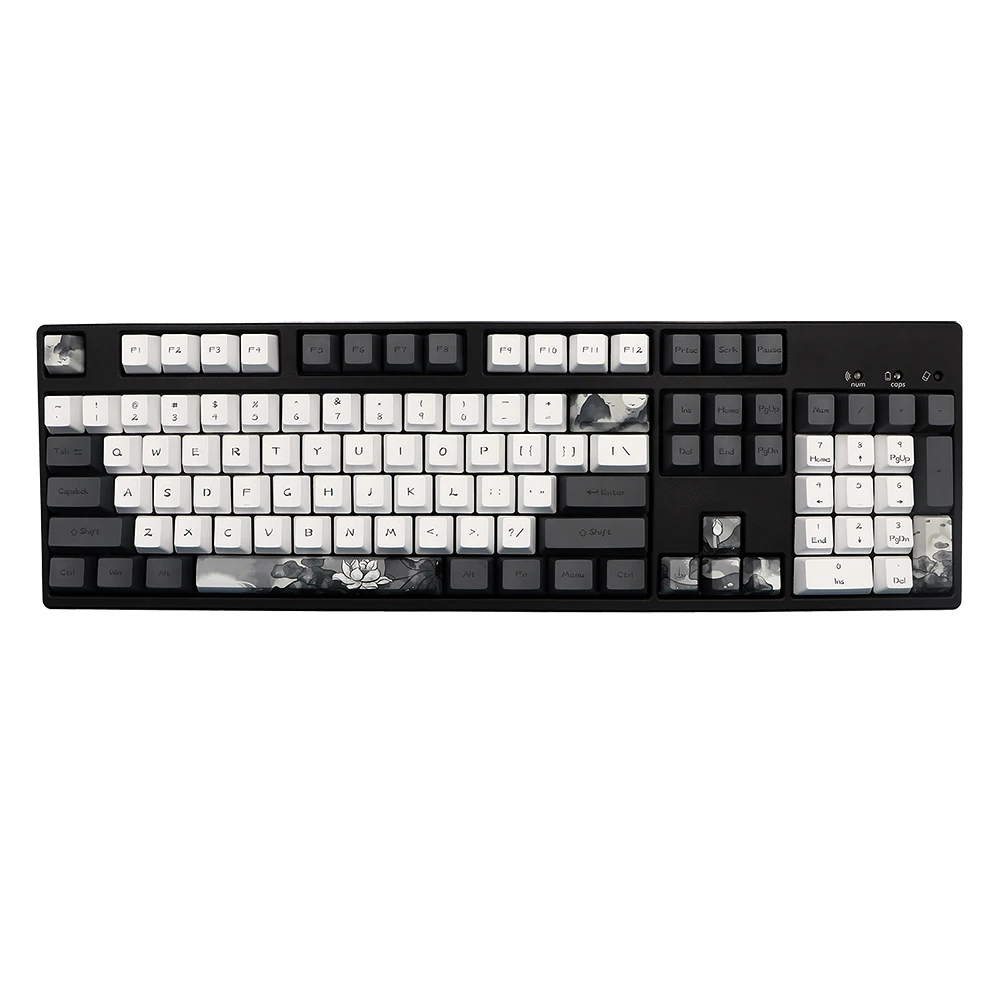 Tinta Lotus Pbt Keycap Perfil Oem Dye Sub Keycaps para Gk61 Rk61 68 980 108 Qwertz Azerty Teclado mx Alemão Francês Espanha