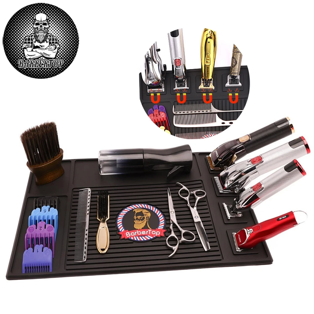 Salon Silicone Magnetic Mat Hairdresser Hair Clipper Trimmers Storage Mats Pro Barber Hair Tool Pad Barbershop Tools Accessories 9pcs fuel filter kit for trimmers lawn mowers secateurs fuel hose gaskets keep engine running normally garden power tool parts