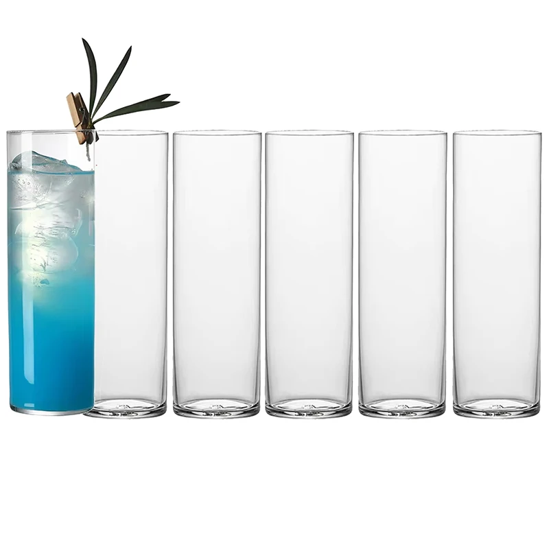 6PCS Thin Lightweight Crystal Highball Glasses Barware Collins Tumbler for Water, Juice, Beer, and Cocktail Set of 4