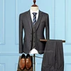 Formal Striped 3 Piece Men Suits Slim Fit Groom Tuxedos Notch Lapel Two Button Jacket Business Blazer Vest Pants Costume Homme 2